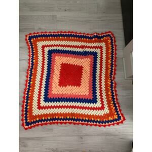 Vintage Hand Knit Afghan Crochet Throw